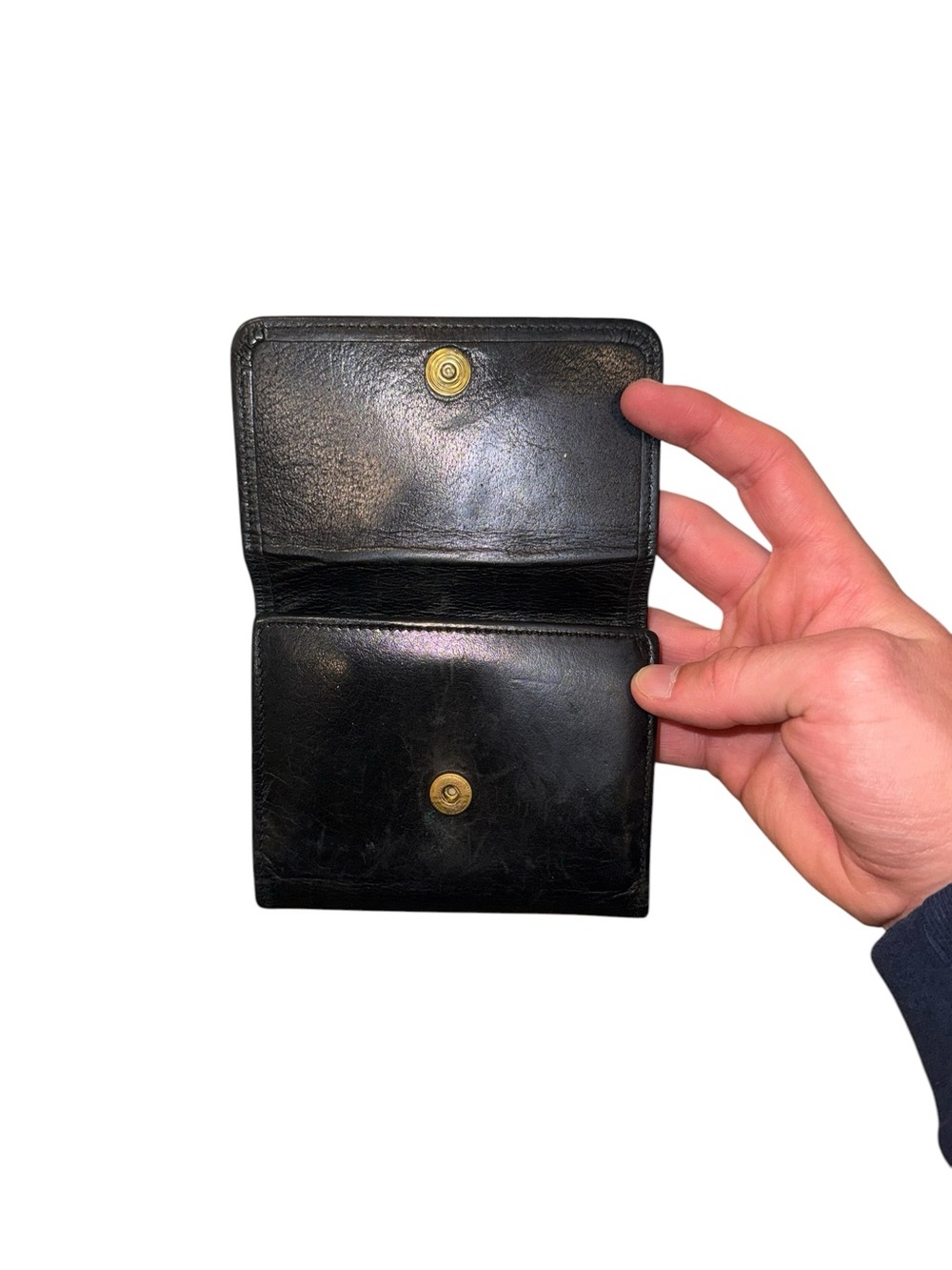 Vintage Coach 80s Black Leather Kisslock Frame Bifold Wallet CoinPouch - Picture 4 of 8